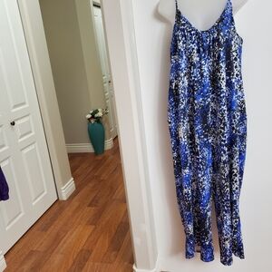SHEIN Blue and Black Spotted Jumpsuit